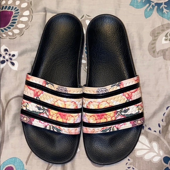 adidas floral slides